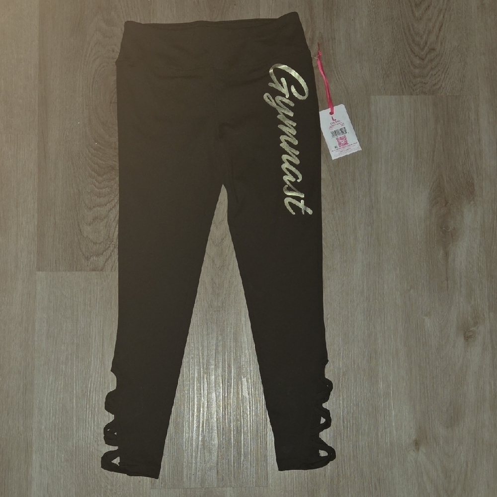Gymnast Leggings Black with Gold Detail Brand New Never Worn With Tags
